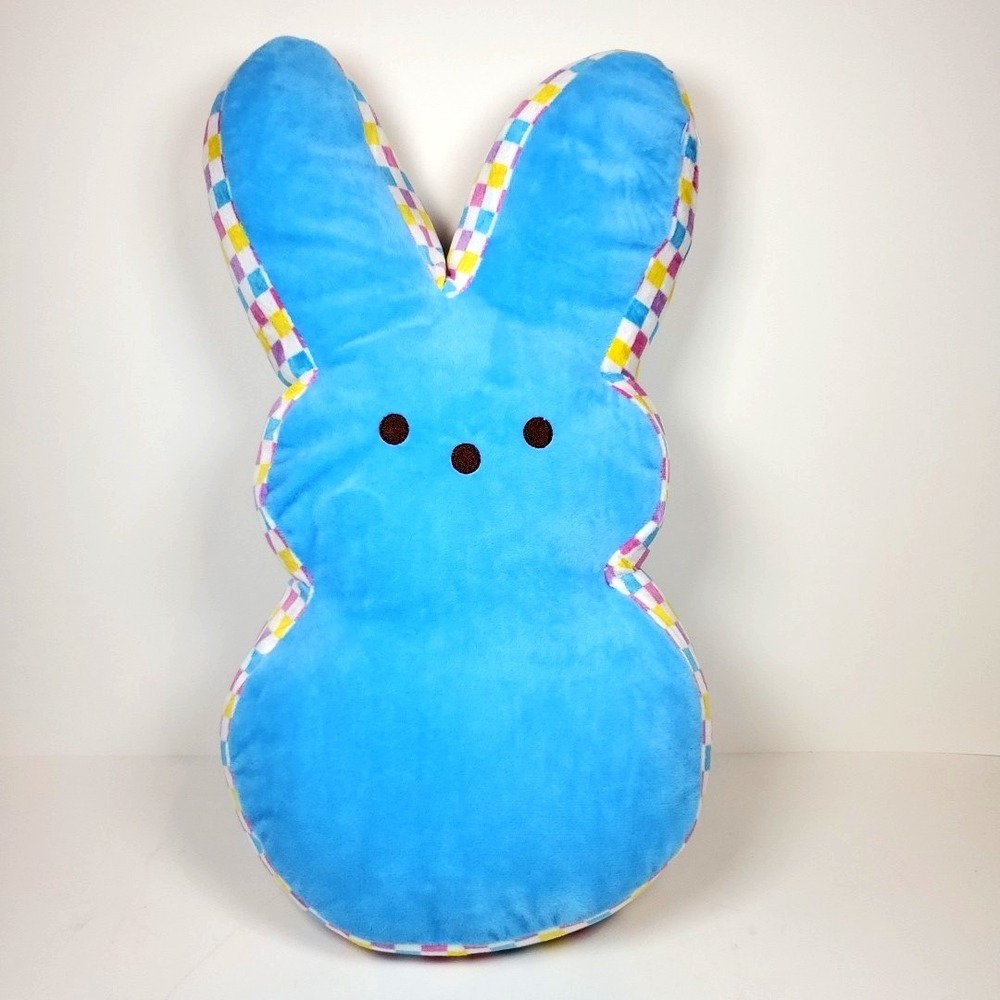 Peeps Easter Bunny Blue Pastel Checkered Multicolor Large 17" Just Born Plush